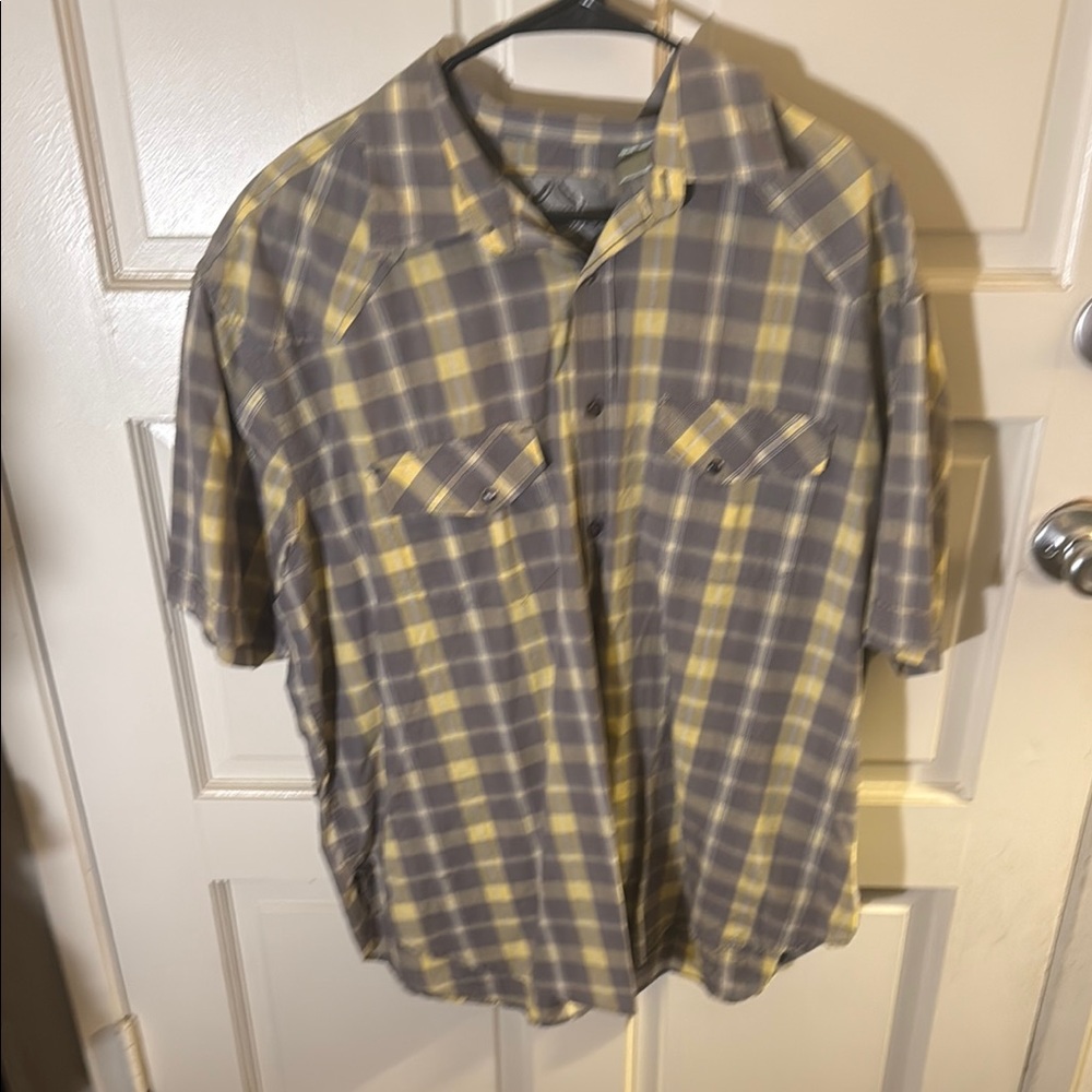 Bruno New York Men's Plaid Shirt - Yellow and Gray Size 2XL